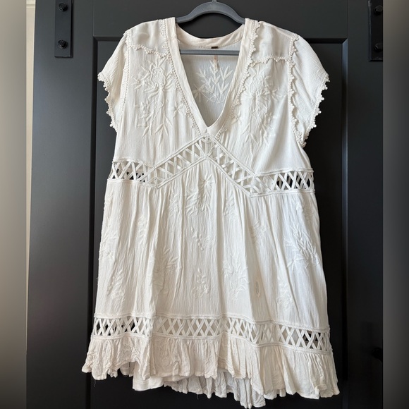 Free People Marissa Cream Embroidered Mini Dress - Picture 2 of 6